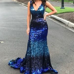 Blue sequin jovani